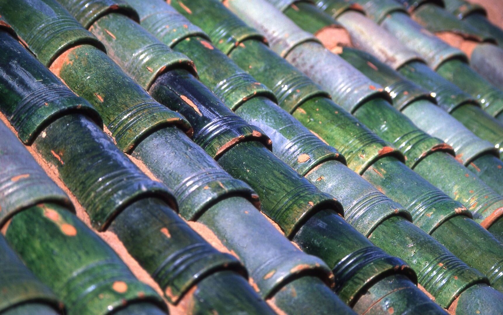 A close up of bamboo sticks on the roof