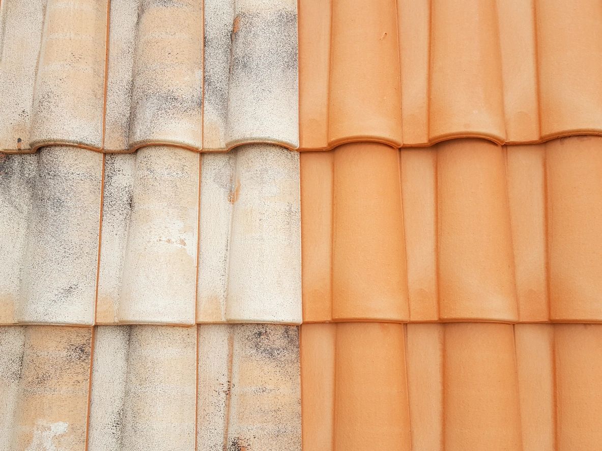 A close up of two different colored tiles