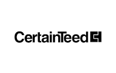 A black and white image of the logo for certainteed.